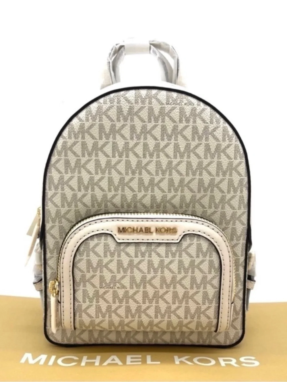 Michael Kors Jaycee Extra Small Convertible Zip Packet Backpack Cream/White